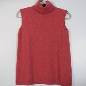 LAFAYETTE 148 Blush Pink Cashmere Sleeveless Turtleneck Sweater